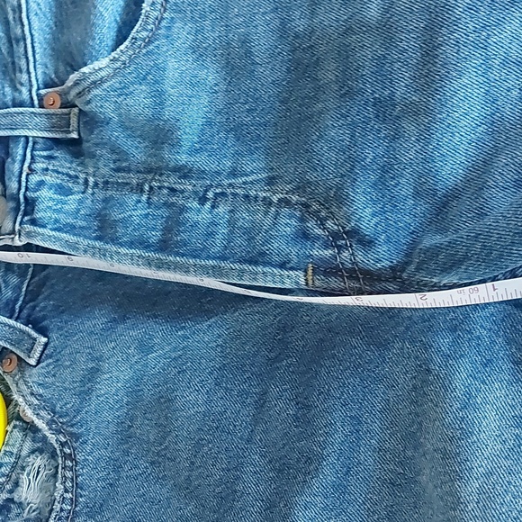 Levi's RIBCAGE STRAIGHT ANKLE CROPPED DISTRESSED JEANS Blue Size 24 - Picture 13 of 16